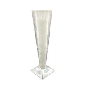 J G Durand Signed Cristal Candleholder Clear & Frosted  Au Ploms 24% France 8"